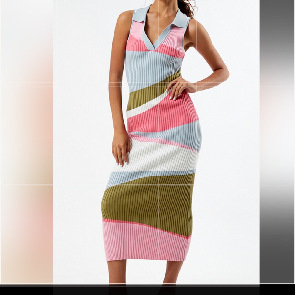MINKPINK Danica Collared Midi Dress. Women's Size: Large.
